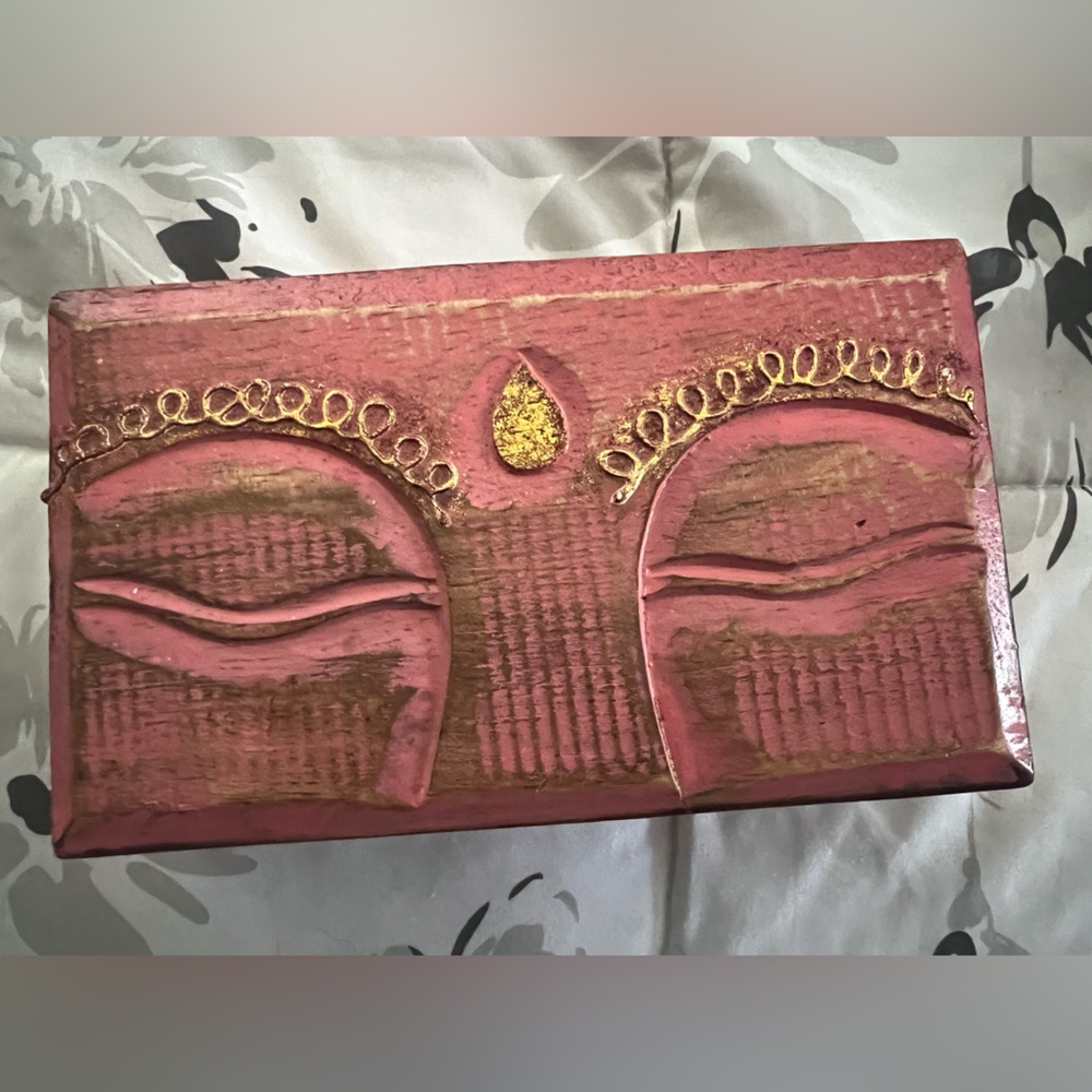 Artistic Pink and Gold handmade wooden box
